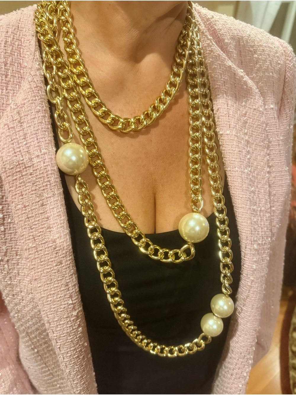 Lele Sadoughi Gold Chain Necklace with Cream Pearls